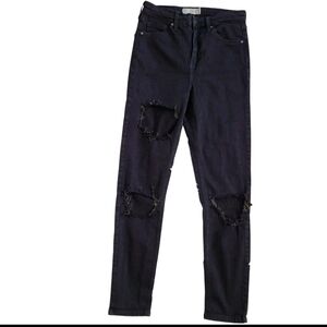 Topshop Moto "Jamie" Black Distressed Skinny Jeans 30x30